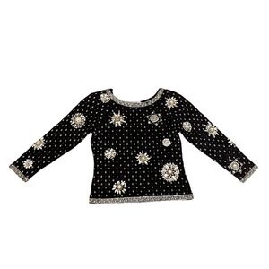 Adrienne Vittadini Bejeweled And Beaded Sweater Sz Large